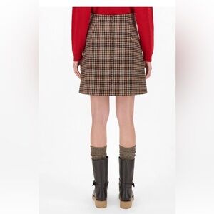 WEEKEND MAX MARA Brown Houndstooth Check Mini Skirt Wool-Blend size 14